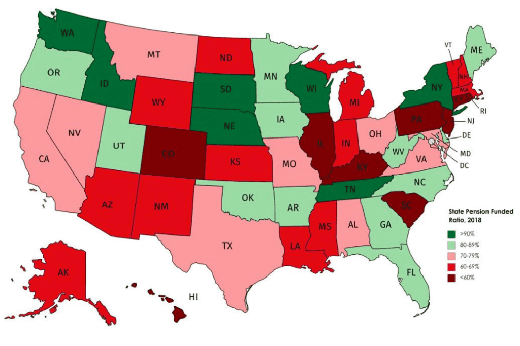 Map of state pension fund ratios